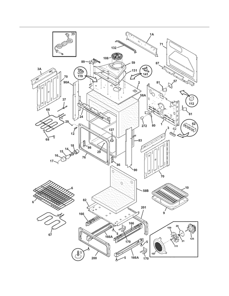 Body Diagram and Parts List for CFDS3035LS3  Frigidaire Range