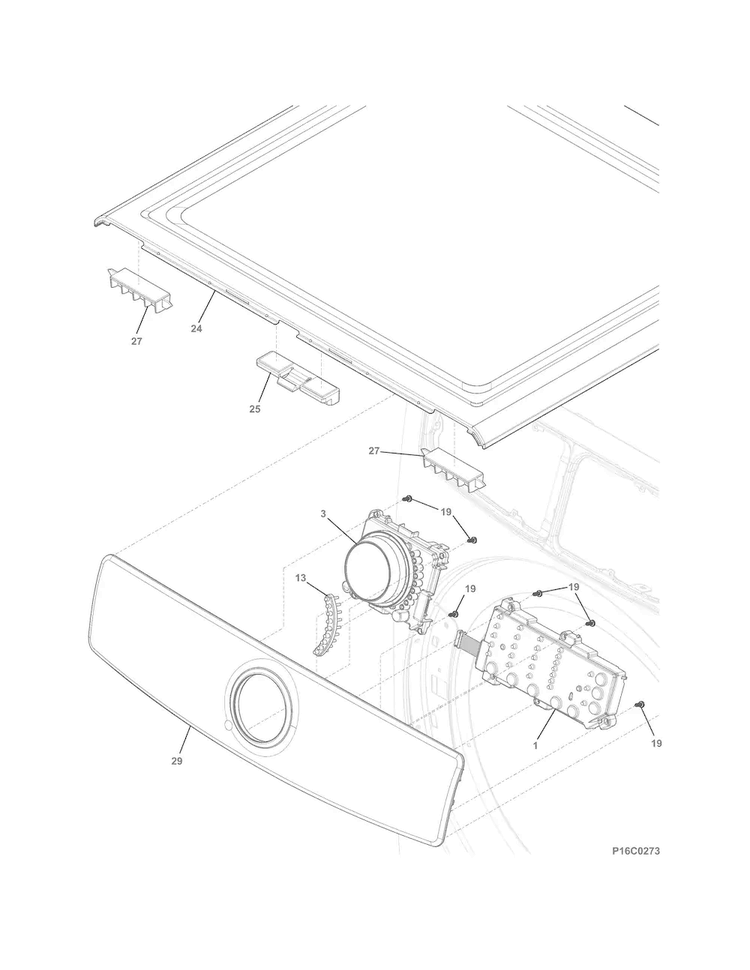Controls/top Panel Diagram and Parts List for EFMC617SIW0  Electrolux Dryer