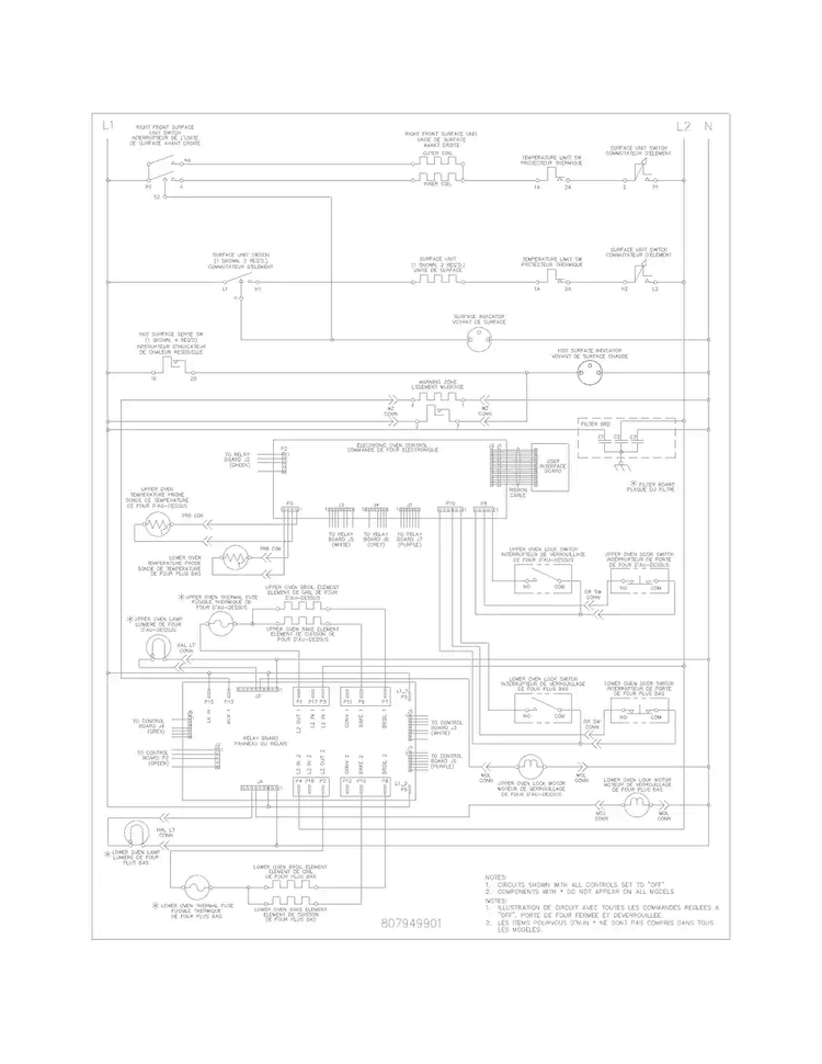 Wiring Diagram Diagram and Parts List for FGEF302TPFA  Frigidaire Range