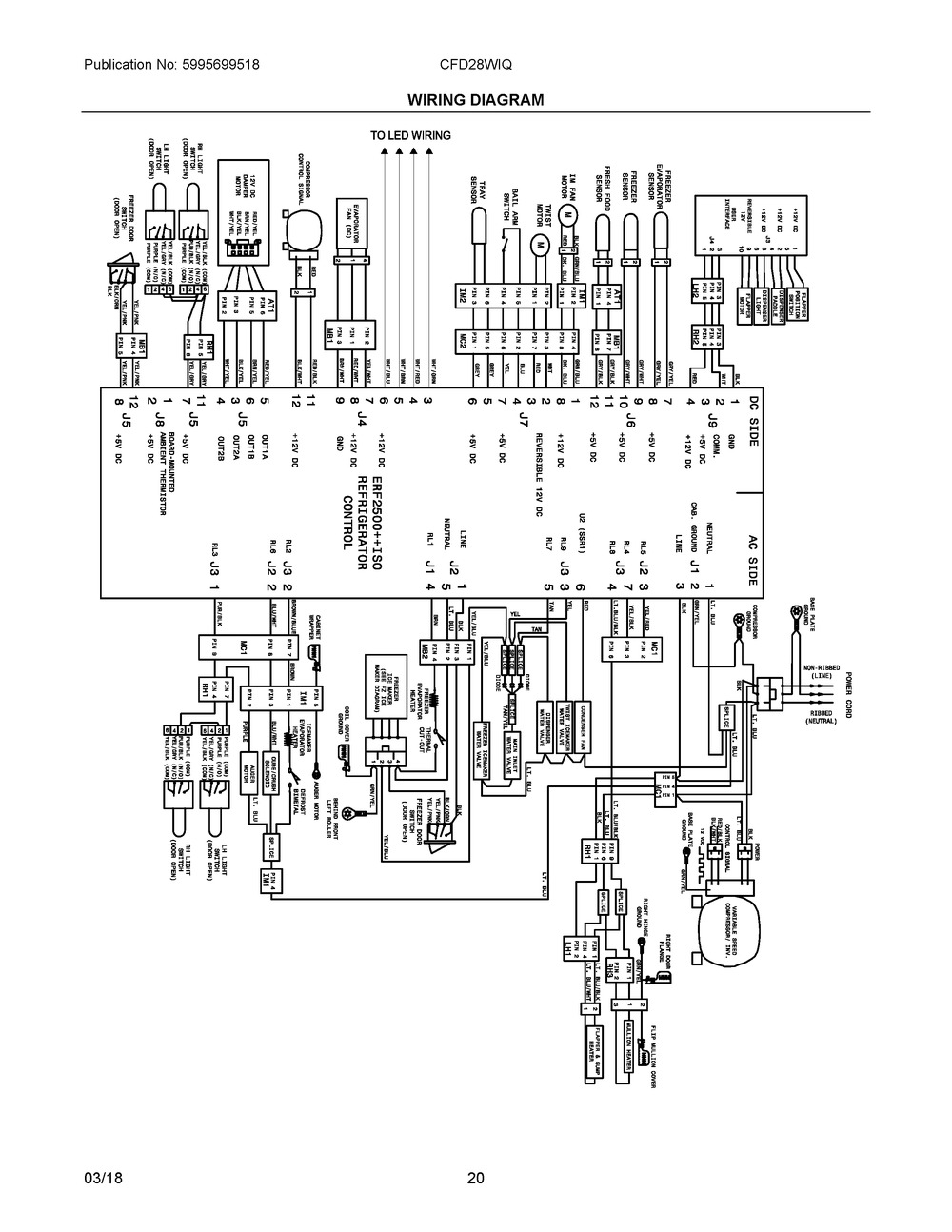 Wiring Diagram Diagram and Parts List for CFD28WIQB8  Frigidaire Refrigerator