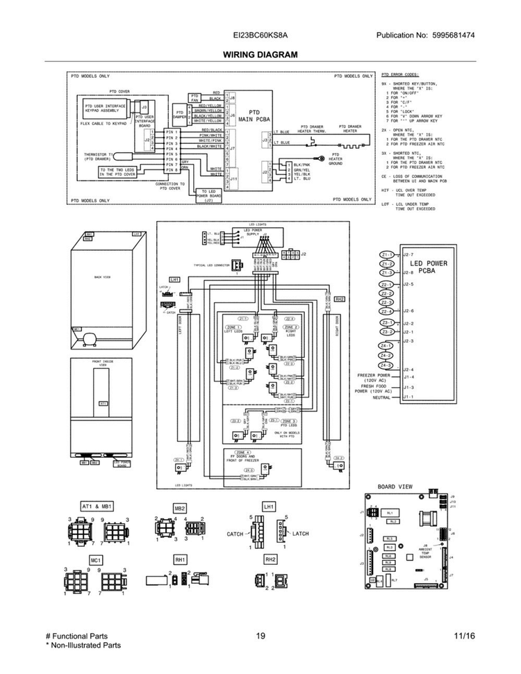 Wiring Schematic Diagram and Parts List for EI23BC60KS8A  Electrolux Refrigerator