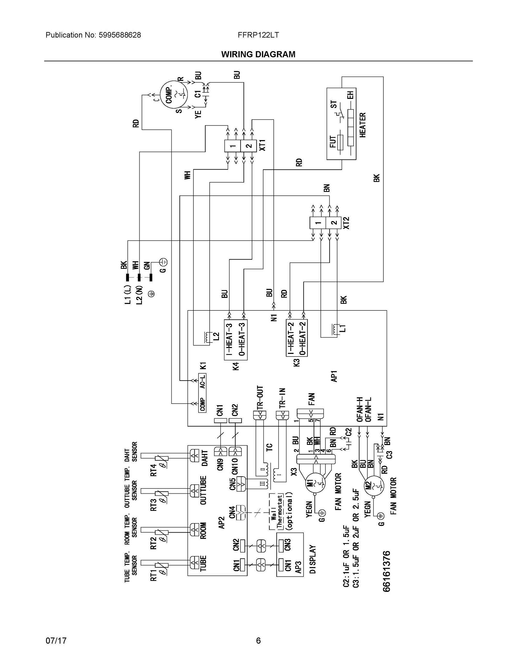 03 - WIRING DIAGRAM Diagram and Parts List for FFRP122LT30  Frigidaire Air Conditioner