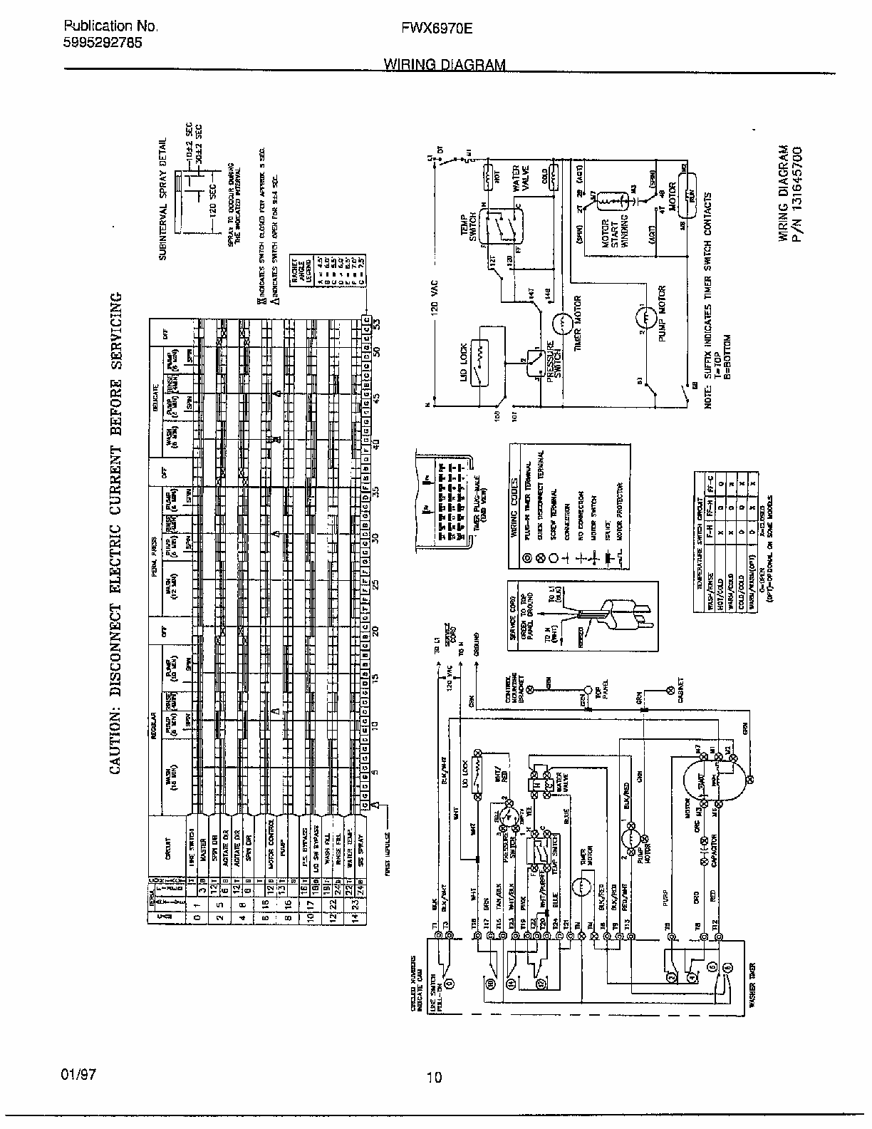 Wiring Diagram Diagram and Parts List for FWX6970E  Frigidaire Washer