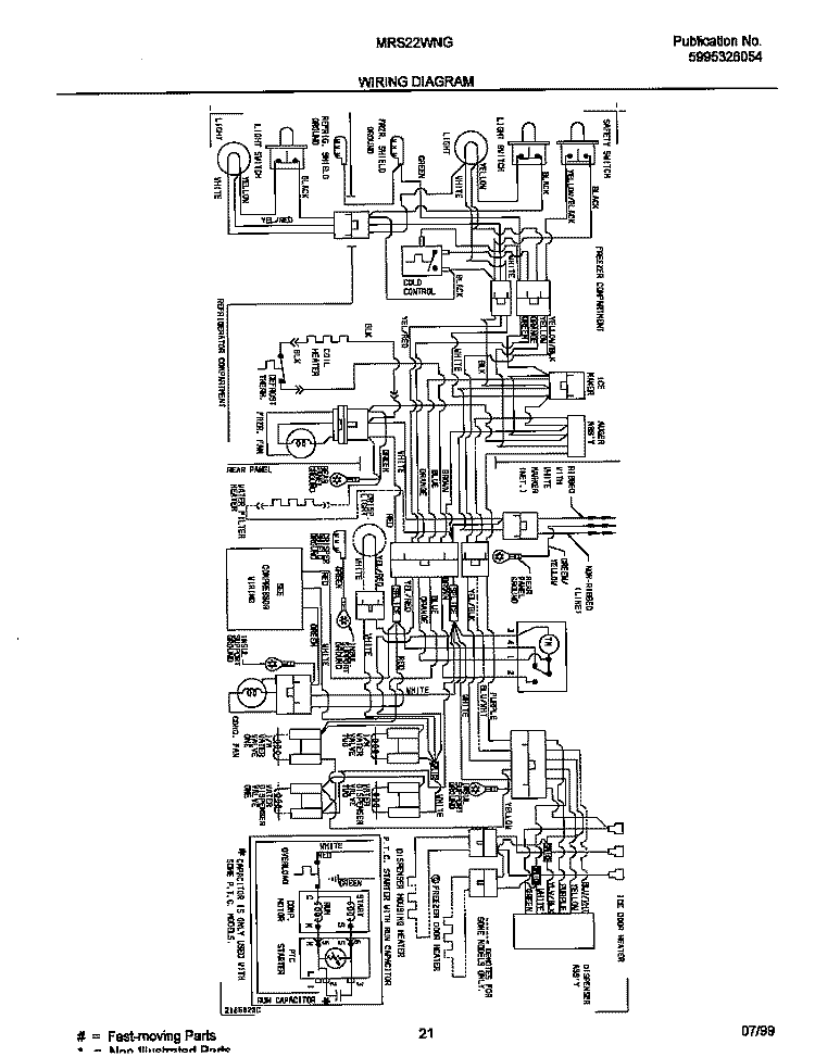 WIRING DIAGRAM Diagram and Parts List for MRS22WNGD3  Frigidaire Refrigerator