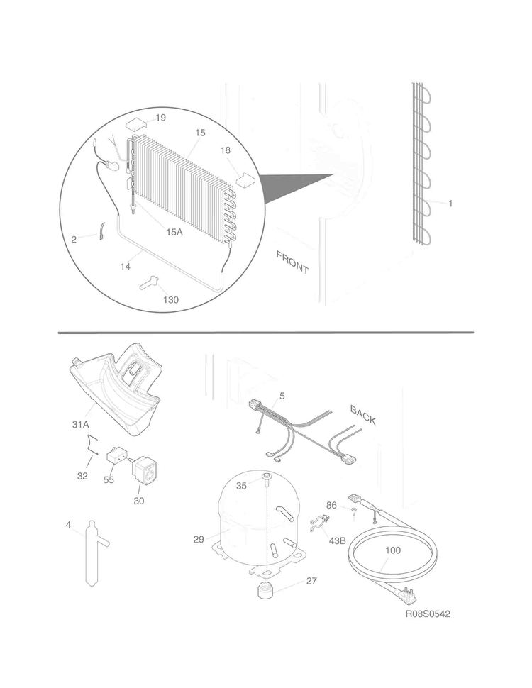 System Diagram and Parts List for 25327003411  Kenmore Freezer