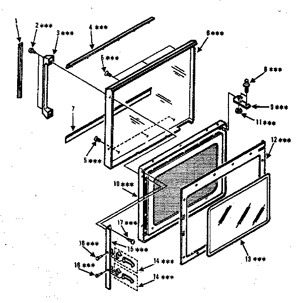 Door Parts Diagram and Parts List for 5648824581  Kenmore Microwave