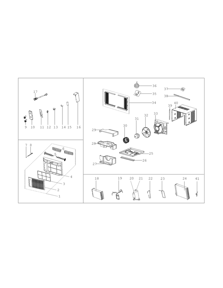 Recommended Spare Parts Diagram and Parts List for CRA102BT112  Frigidaire Air Conditioner