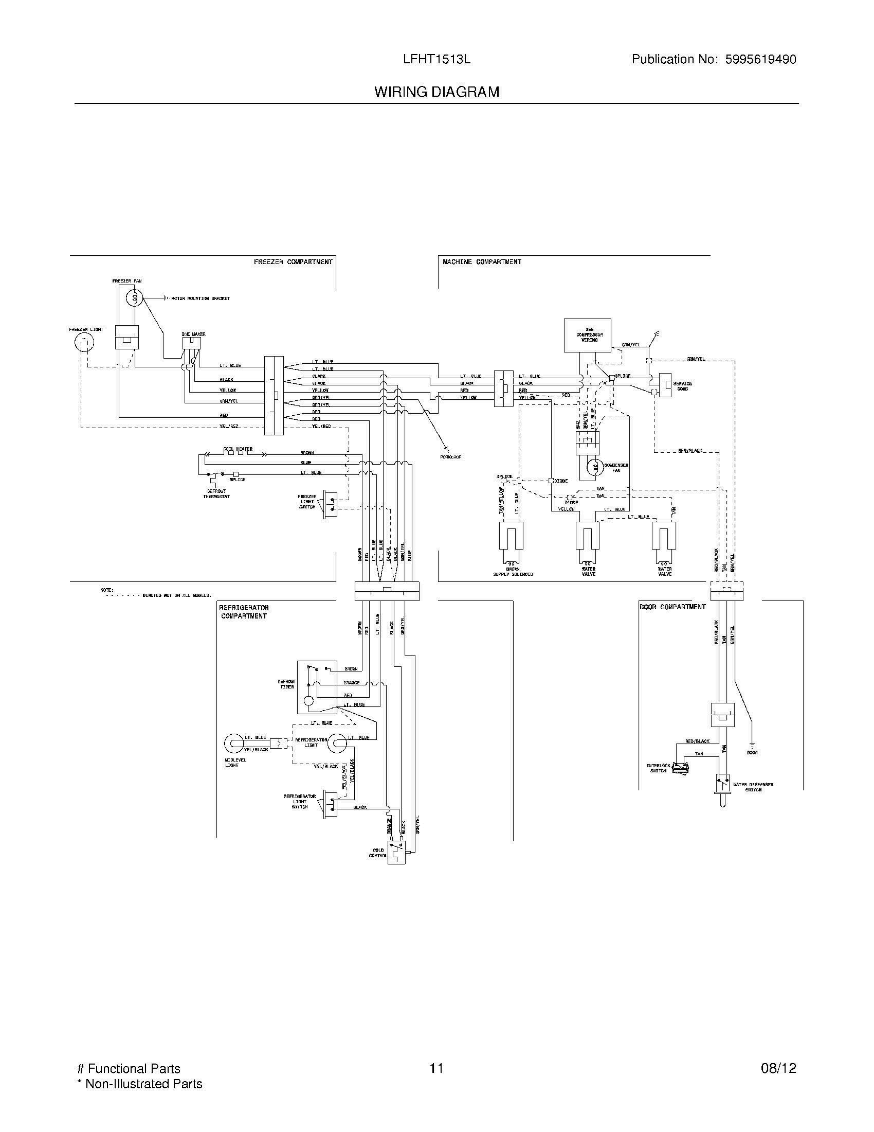11 - WIRING DIAGRAM Diagram and Parts List for LFHT1513LB9  Frigidaire Refrigerator