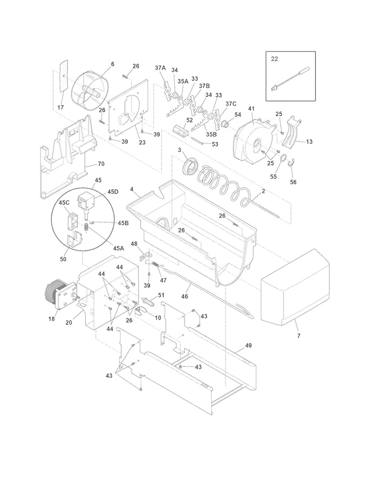 Ice Container Diagram and Parts List for EI23CS65KS2  Electrolux Refrigerator