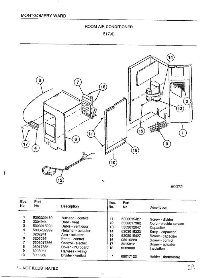 Room Air Conditioner Page 2 Diagram and Parts List for 5179B  Frigidaire Air Conditioner