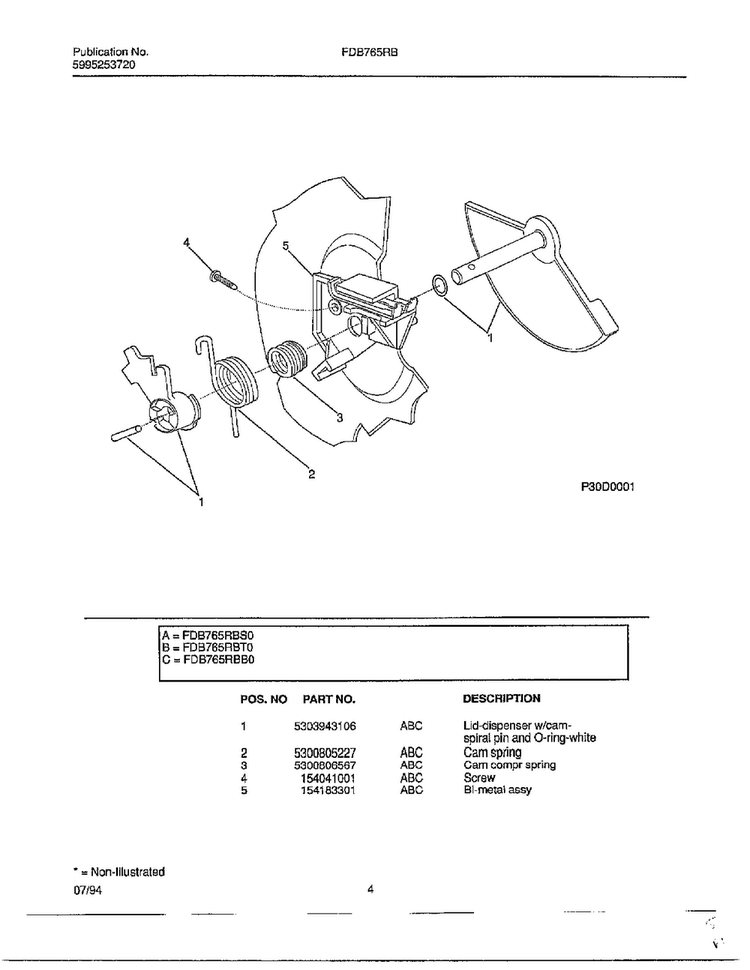 Dishwasher Page 3 Diagram and Parts List for FDB765RB  Frigidaire Dishwasher