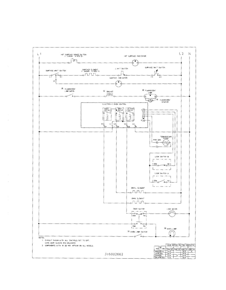Wiring Diagram Diagram and Parts List for FEF365CGSD  Frigidaire Range
