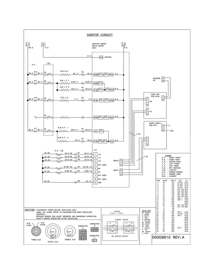 Wiring Diagram Diagram and Parts List for CGES3065PWJ  Frigidaire Range