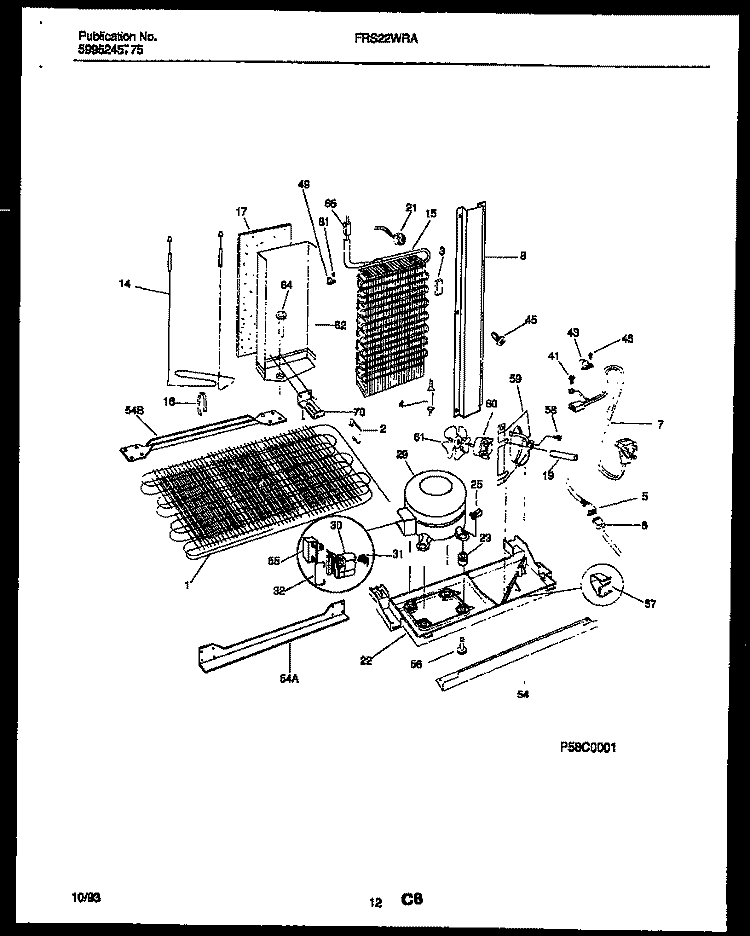 SYSTEM AND AUTOMATIC DEFROST PARTS Diagram and Parts List for FRS22WRAD2  Frigidaire Refrigerator