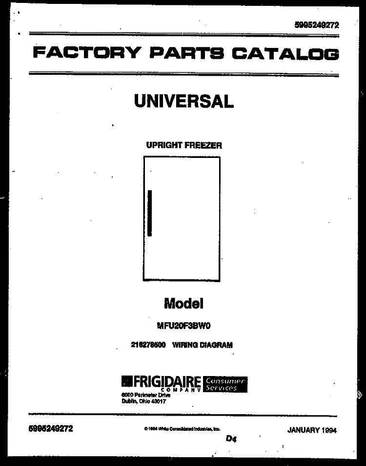 COVER Diagram and Parts List for MFU20F3BW0  Uni Freezer