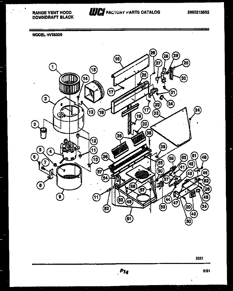 BODY PARTS Diagram and Parts List for HV2530B  Gibson Range Hood
