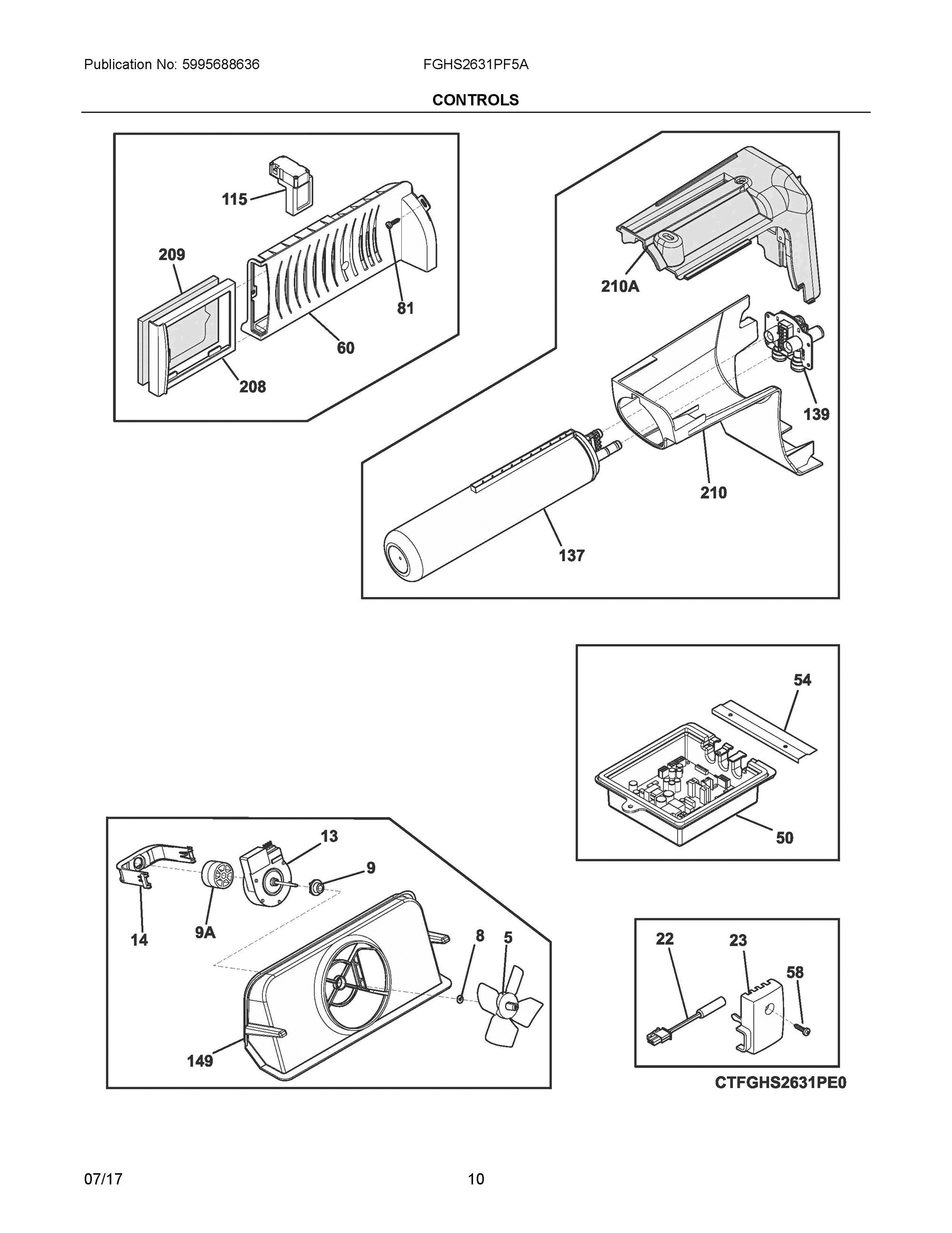 06 - CONTROLS Diagram and Parts List for FGHS2631PF5A  Frigidaire Refrigerator