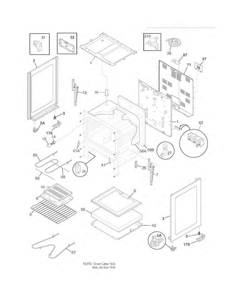 Body Diagram and Parts List for CWEF310GSG  Westinghouse Range