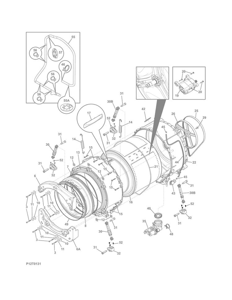 Motor/tub Diagram and Parts List for EFLW417SIW0  Electrolux Washer