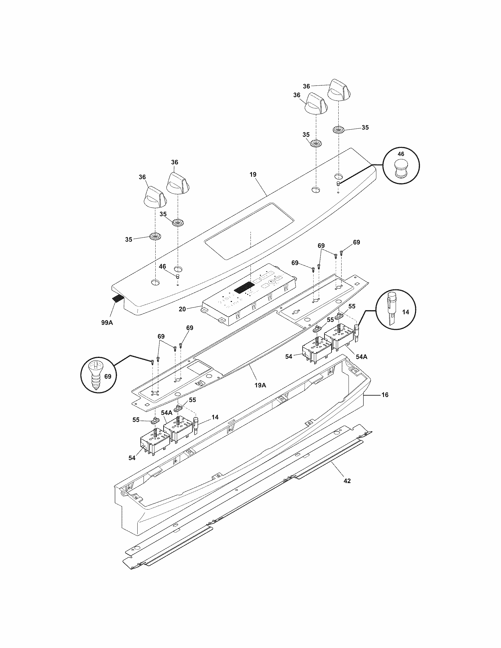 Backguard Diagram and Parts List for 79046763904  Kenmore Range