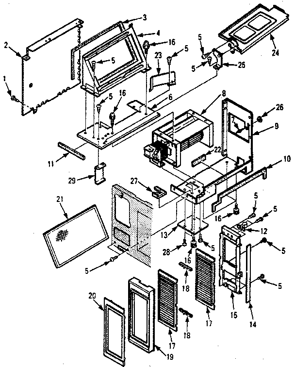 Grill And Duct Parts-b Diagram and Parts List for 5648765380  Kenmore Microwave