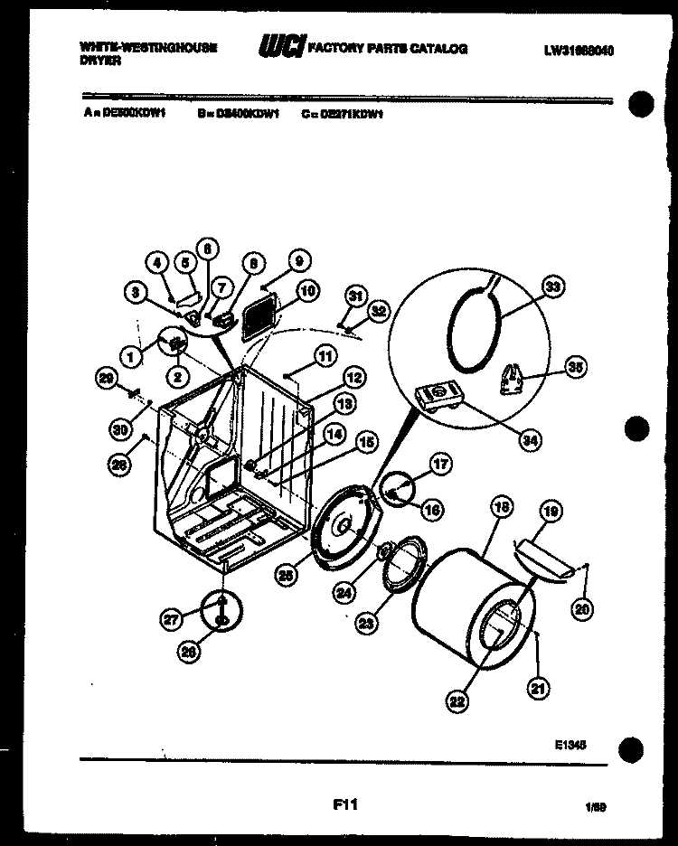 CONTROL PANEL Diagram and Parts List for KS540GDKW2  Frigidaire Range