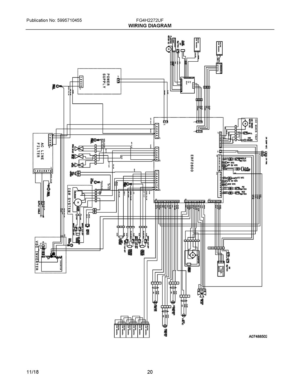 Wiring Diagram Diagram and Parts List for FG4H2272UF  Frigidaire Refrigerator