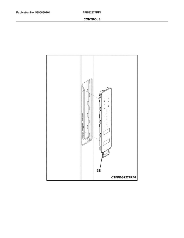 Controls Diagram and Parts List for FPBG2277RF1  Frigidaire Refrigerator