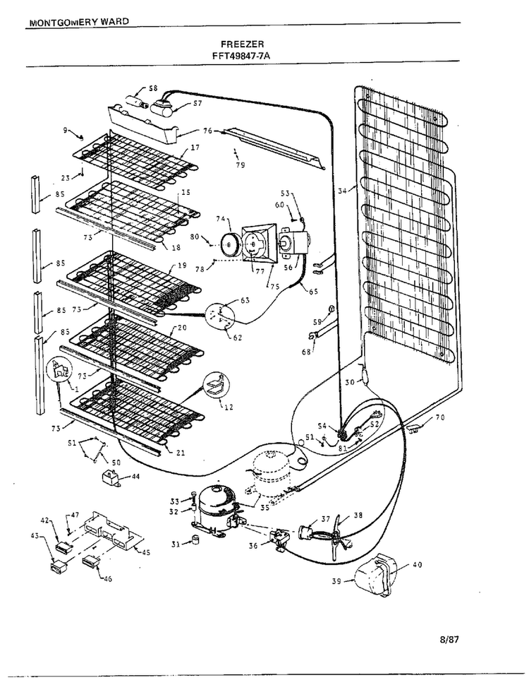Freezer Page 5 Diagram and Parts List for 49847-7A  Frigidaire Freezer