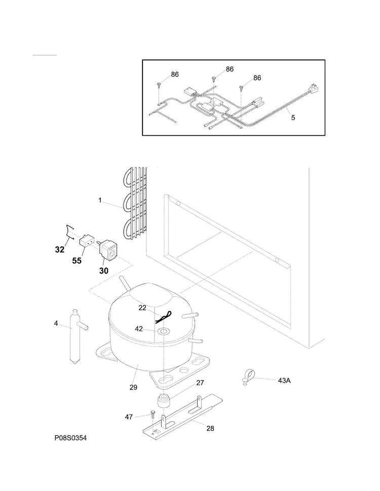 System Diagram and Parts List for 25312812510  Kenmore Freezer