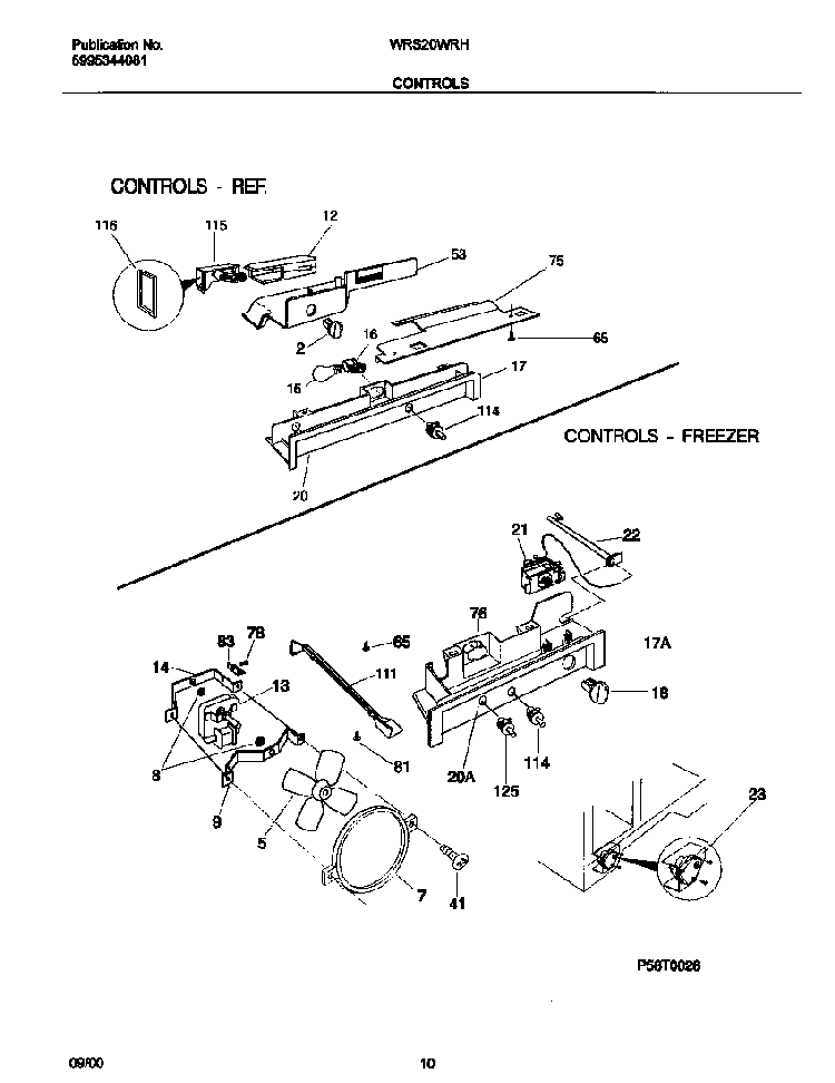 Controls Diagram and Parts List for WRS20WRHW5  Westinghouse Refrigerator