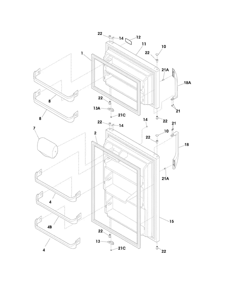 Door Diagram and Parts List for FFTR1814LMH  Frigidaire Refrigerator