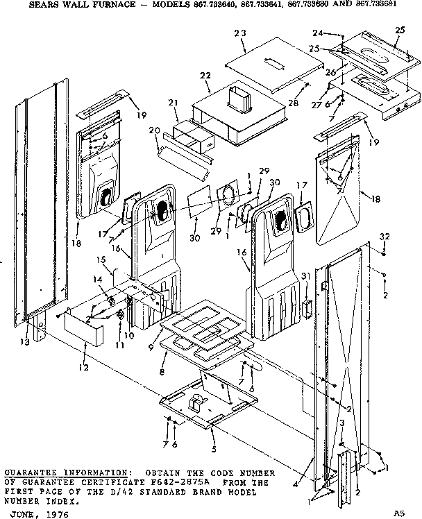Combustion chamber Diagram and Parts List for 867733641  Frigidaire Furnace