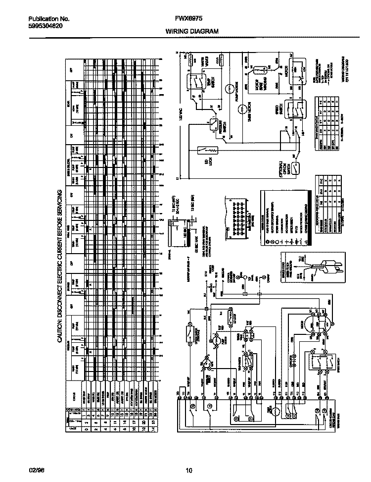 WIRING DIAGRAM Diagram and Parts List for FWX6975EW2  Frigidaire Washer
