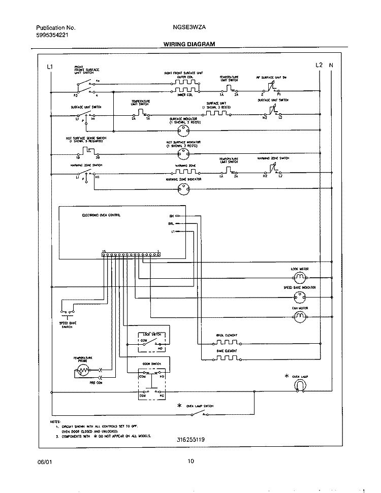 WIRING DIAGRAM Diagram and Parts List for NGSE3WZAQA  Frigidaire Range