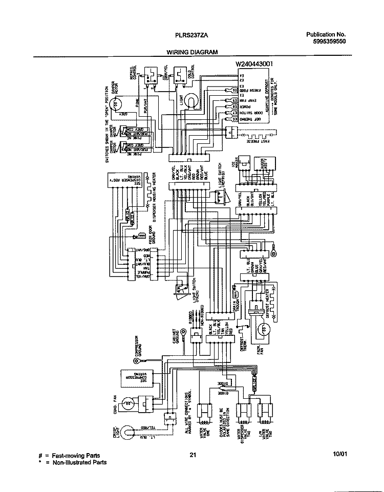WIRING DIAGRAM Diagram and Parts List for PLRS237ZAB1  Frigidaire Refrigerator