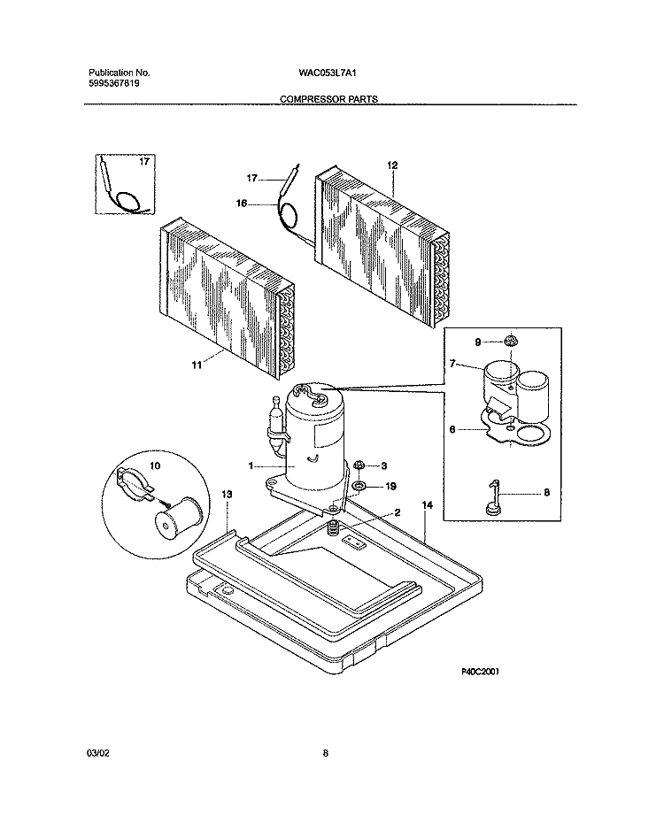 COMPRESSOR PARTS Diagram and Parts List for WAC053L7A1  Westinghouse Air Conditioner