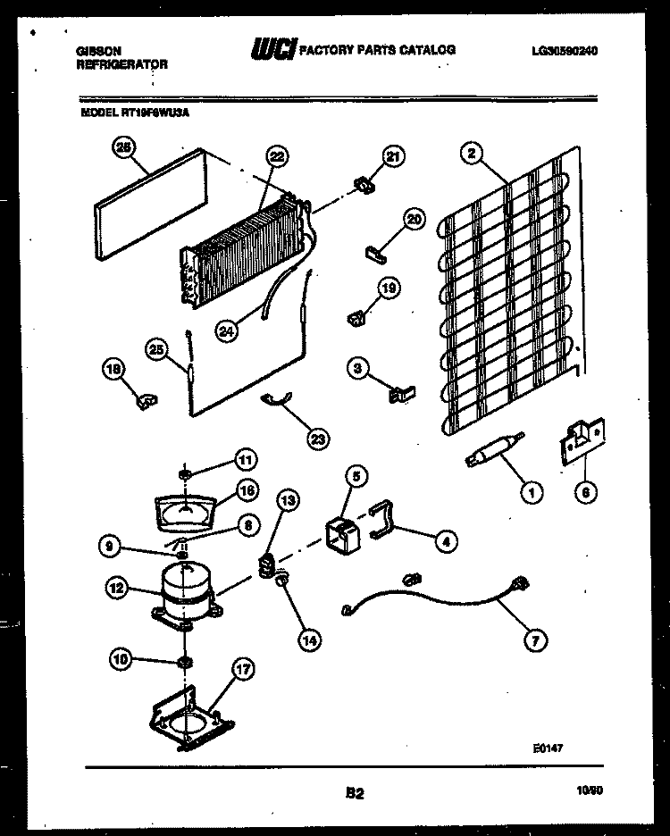 SYSTEM AND AUTOMATIC DEFROST PARTS Diagram and Parts List for RT19F6WU3A  Gibson Refrigerator