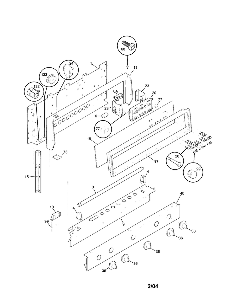 Backguard Diagram and Parts List for TGF657BFD5  Tappan Range