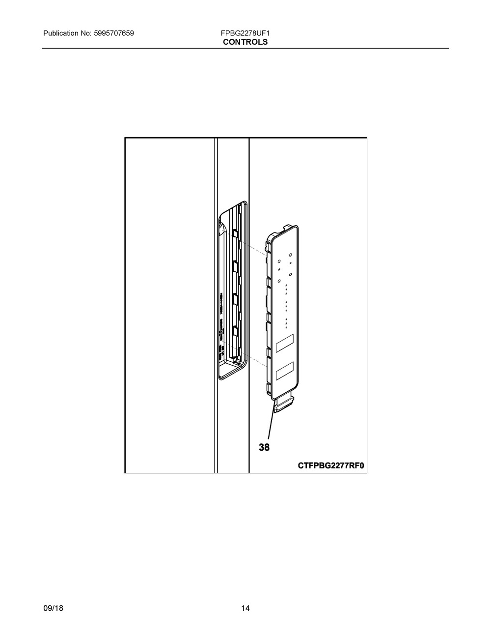 Controls Diagram and Parts List for FPBG2278UF1  Frigidaire Refrigerator