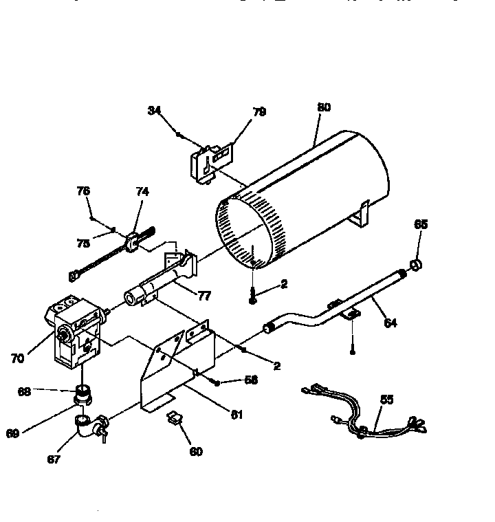 Burner Diagram and Parts List for FSG747GC  Frigidaire Dryer