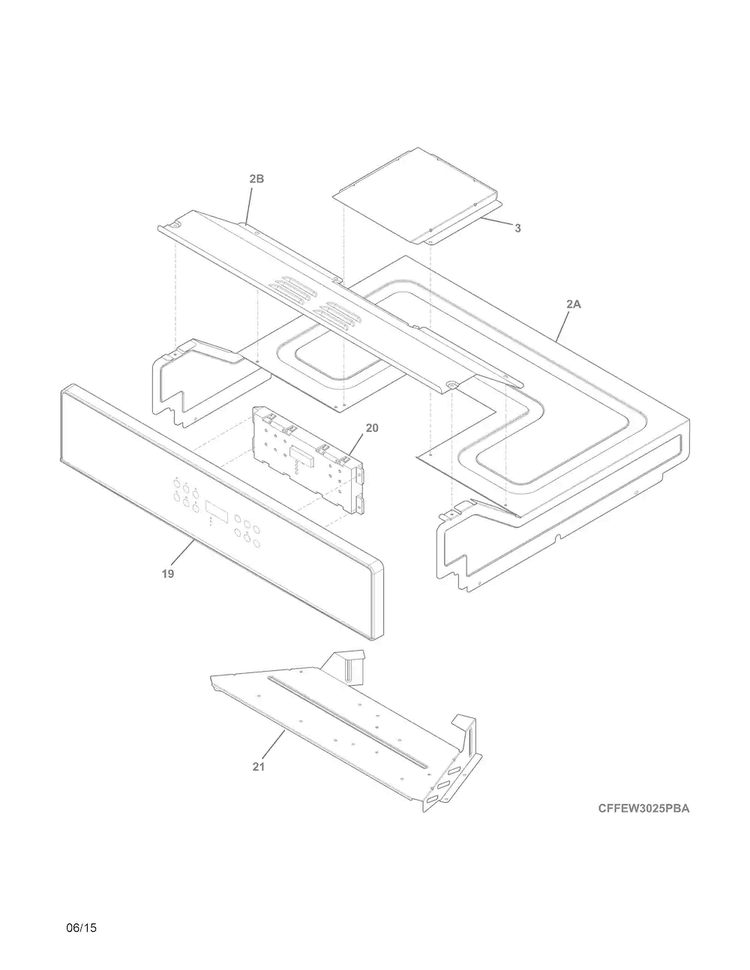 Control Panel Diagram and Parts List for FFEW3025PBC  Frigidaire Wall Oven