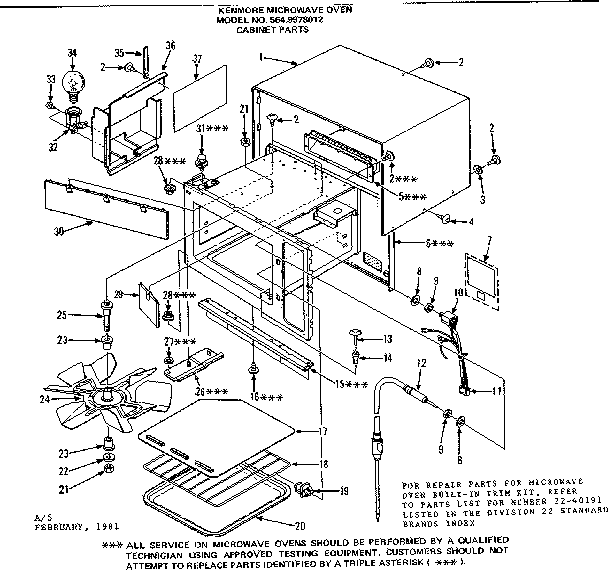 Cabinet Parts Diagram and Parts List for 5649978012  Kenmore Microwave