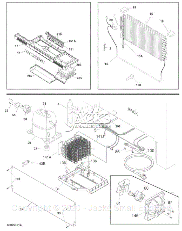 System Diagram and Parts List for FGRU19F6QF  Frigidaire Refrigerator