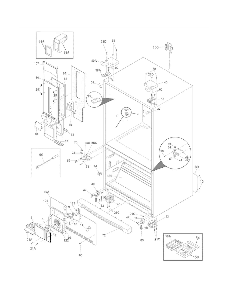 Cabinet Diagram and Parts List for EI23BC30KS1  Electrolux Refrigerator