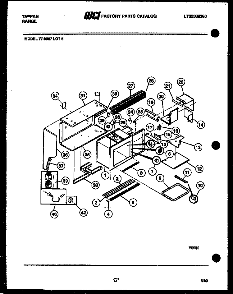 UPPER BODY PARTS Diagram and Parts List for 77-8957-00-05  Tappan Range