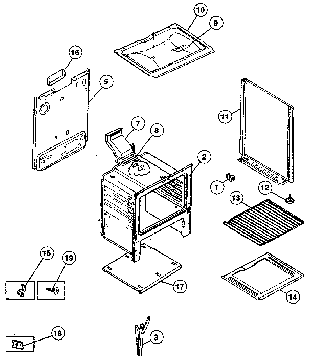 Cabinet Diagram and Parts List for 32-1048  Tappan Range