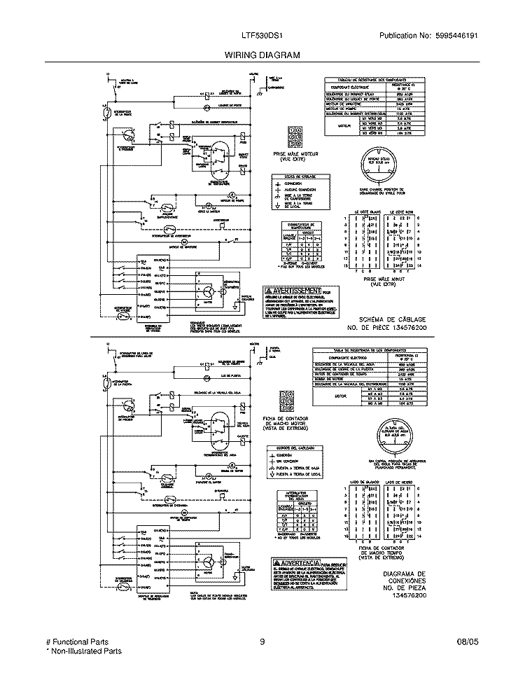 WIRING DIAGRAM Diagram and Parts List for LTF530DS1  Frigidaire Washer