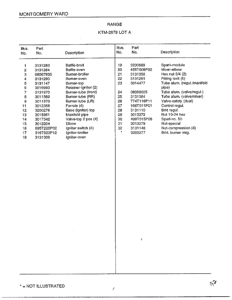 Range Page 4 Diagram and Parts List for 2879A  Frigidaire Range