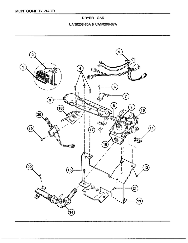Dryer-gas Page 3 Diagram and Parts List for 8208A  Frigidaire Dryer
